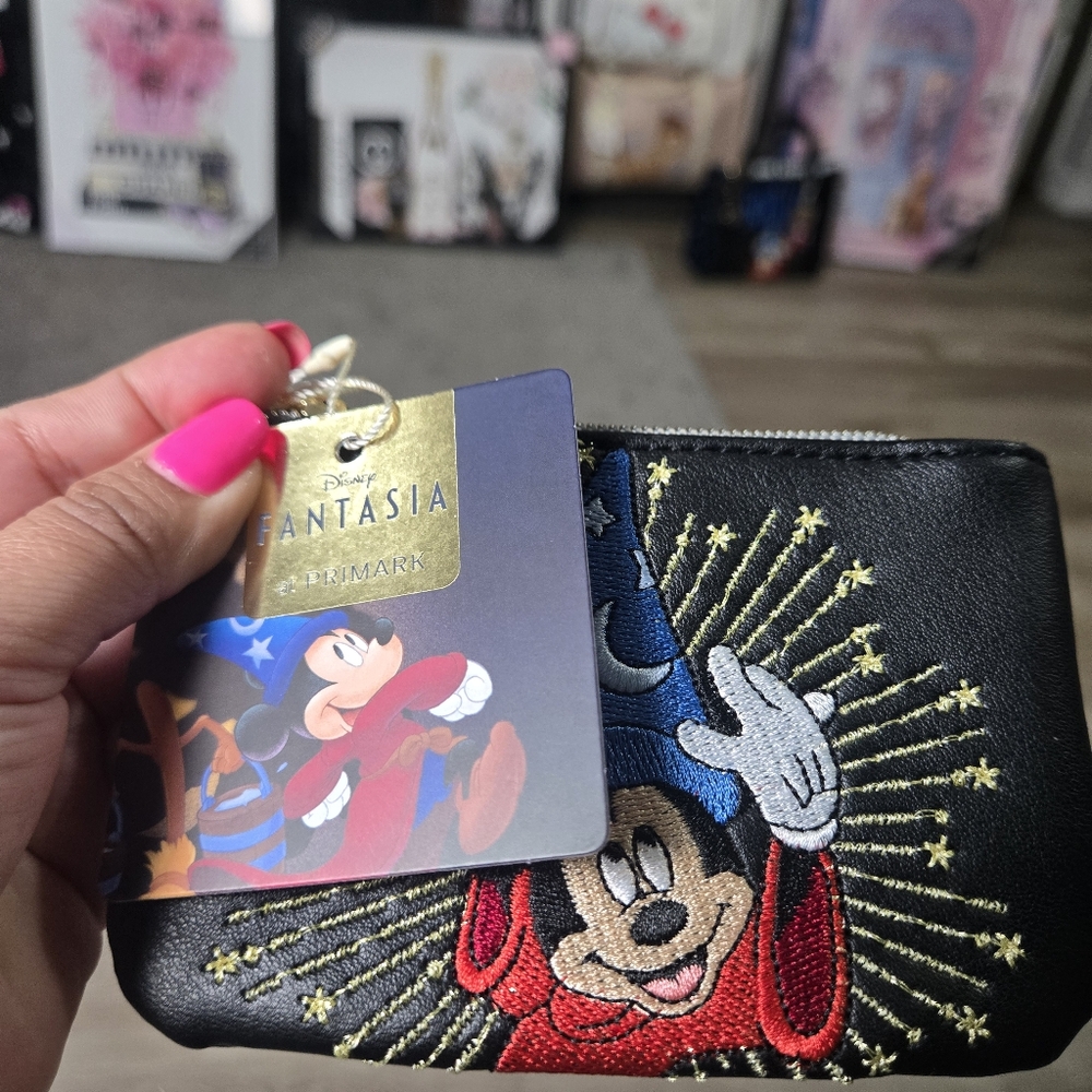 Disney Fantasia Black and Blue embroidered Coin Bag, sorcerer mickey - Picture 3 of 3